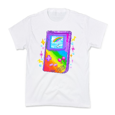 90s Rainbow Pixel Game Boy Kids T-Shirt