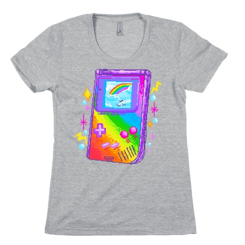 90s Rainbow Pixel Game Boy Womens T-Shirt