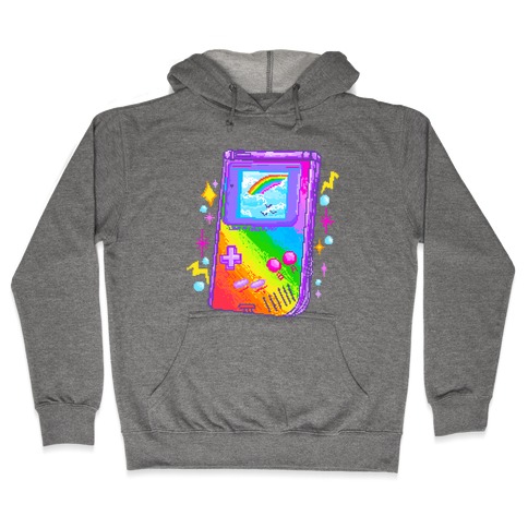 90s Rainbow Pixel Game Boy Hooded Sweatshirt