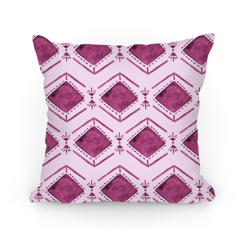 Pink Watercolor Tribal Pattern Pillow