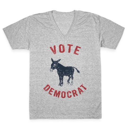 Vote Democrat (Vintage democratic donkey) V-Neck Tee Shirt