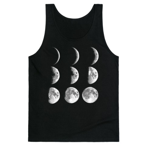 Womens Triblend Racerback Tank Top Moon Phases Tops Shirt S, Vintage Black  