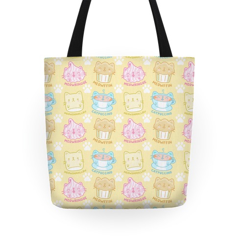 Cute Cat Snacks Pattern Totes | LookHUMAN