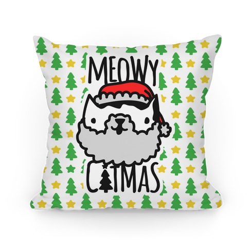 meowy christmas pillow