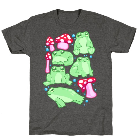 Frogs and Fungus Pattern T-Shirt