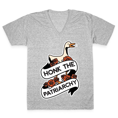 Honk The Patriarchy Goose V-Neck Tee Shirt