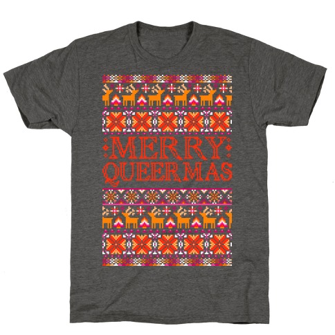 Merry Queermas Lesbian Pride Christmas Sweater T-Shirt