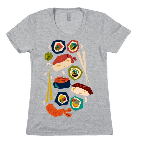 Mid-Century Modern Sushi Pattern Womens T-Shirt