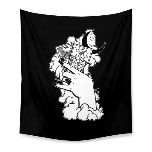 Hand Holding Tarot Cards Tapestry