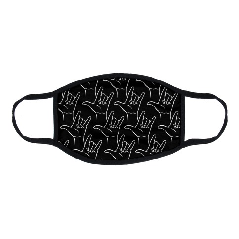 Love Hand Sign Pattern Black and White Flat Face Mask