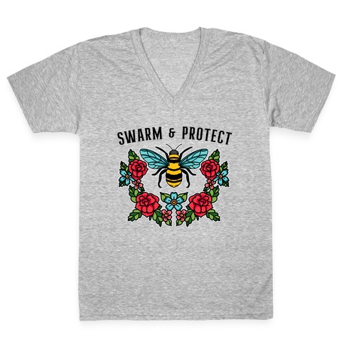 Swarm And Protect V-Neck Tee Shirt