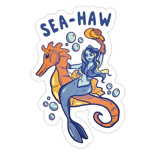 Sea-Haw Cowgirl Mermaid Die Cut Sticker