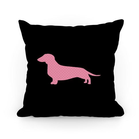 Pink Polka Dot Wiener Dog Pillow
