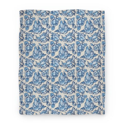 Floral Penis Pattern Blanket Blue Blanket
