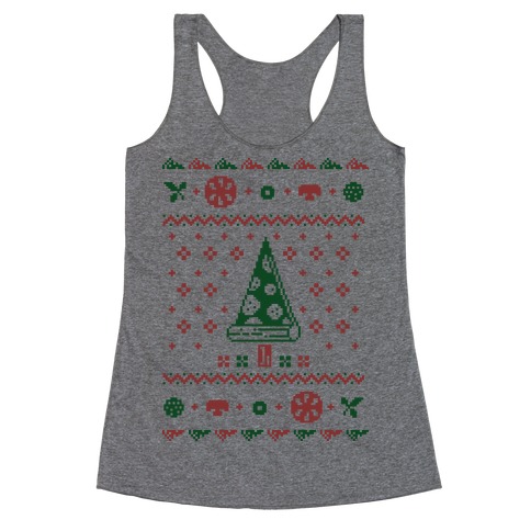 Ugly Pizza Christmas Sweater Racerback Tank Top