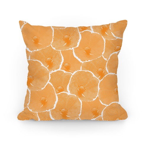 Yellow Poppy Flower Pattern Pillow