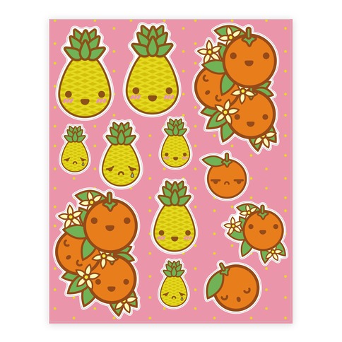 Kawaii Fruit Stickers and Decal Sheet