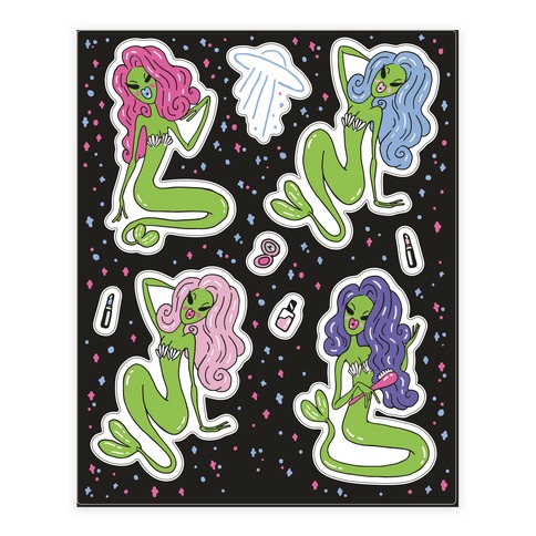 Mermaid Martians Stickers and Decal Sheet