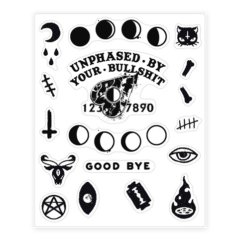 Cute Occult Themed Set Stickers and Decal Sheet