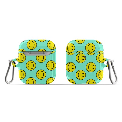 Teal Smiley Face Pattern AirPod Case