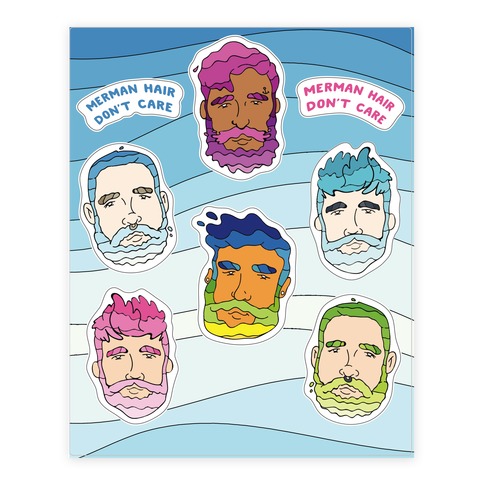 Merman Hair Stickers and Decal Sheet