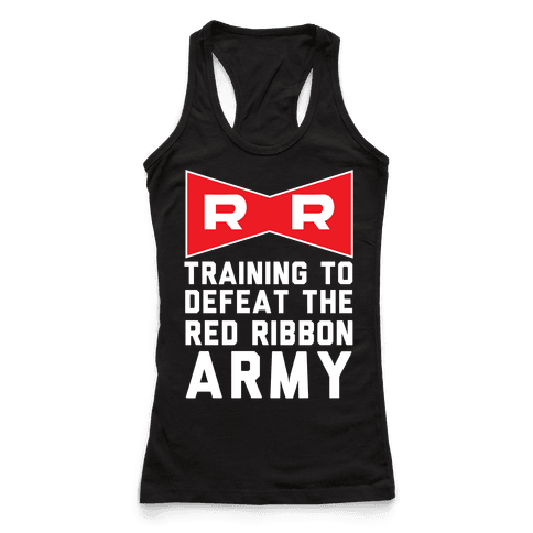 Training To Defeat The Red Ribbon Army Racerback Tank Tops Human
