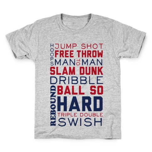 Basketball Typographic (Red and Blue) Kids T-Shirt