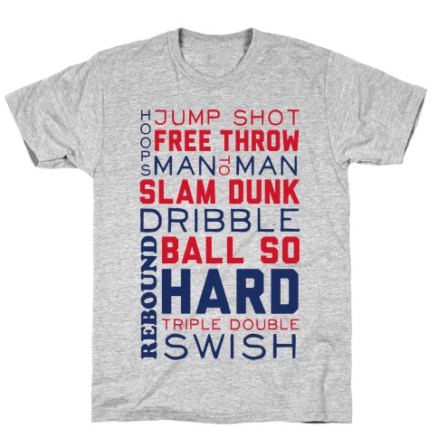 Basketball Typographic (Red and Blue) T-Shirt