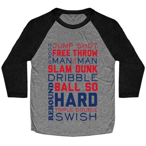 Basketball Typographic (Red and Blue) Baseball Tee