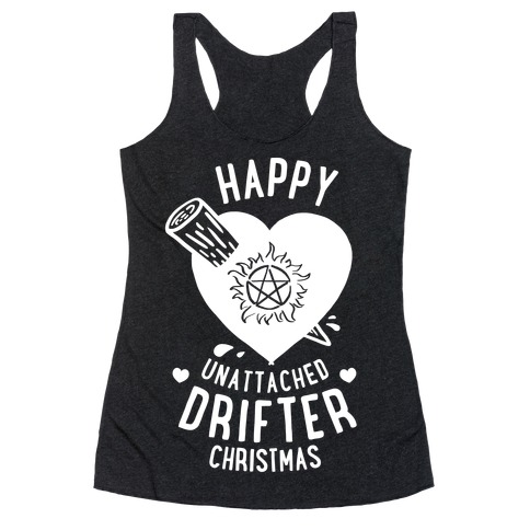 Happy Unattached Drifter Christmas Racerback Tank Top