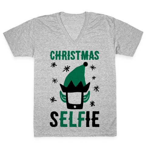 Christmas Selfie V-Neck Tee Shirt