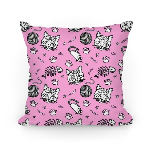 Cats and Cat Toys Pattern Pillow