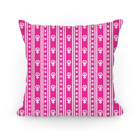Pink Feminist Symbol Pattern Pillow