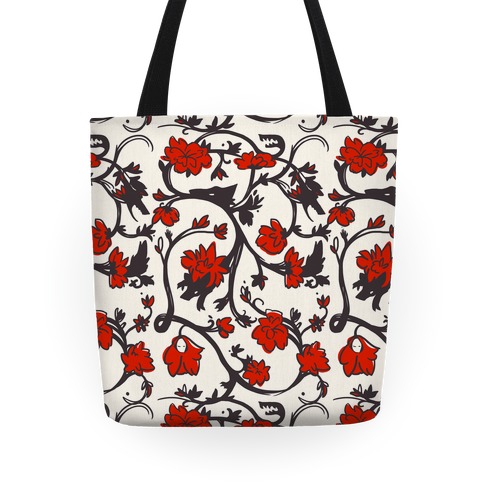Little Red Riding Hood & Wolf Floral Pattern Totes | LookHUMAN