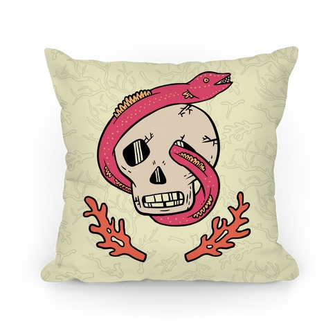 Skull and Coral Crossbones Pillow