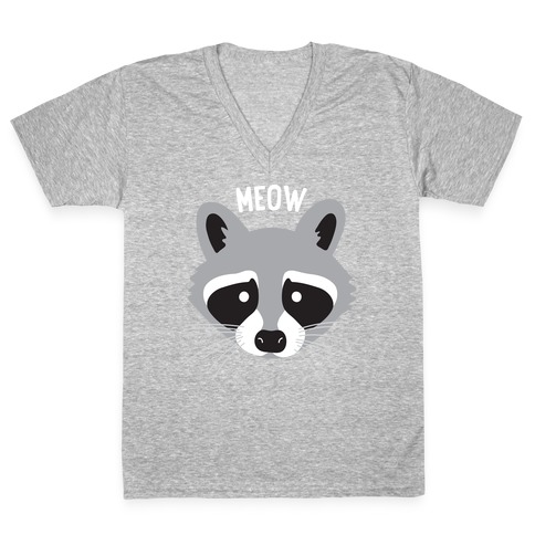 Meow Raccoon V-Neck Tee Shirt