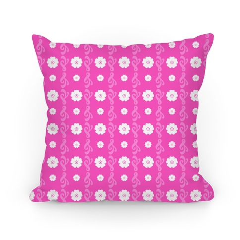 Pink Flowers and Filigree Stripes Pillow