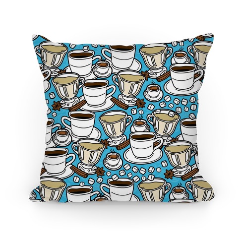 Coffee, Tea and Espresso Pattern Pillow