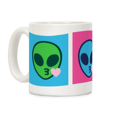 Blowing Kiss Alien Emojis Coffee Mug