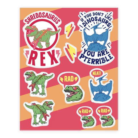 Rad Dinosaur Stickers and Decal Sheet
