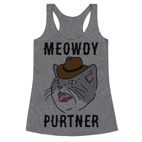 Meowdy Purtner Cowboy Cat Racerback Tank Top