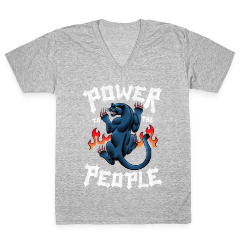 Power to the People Panther V-Neck Tee Shirt