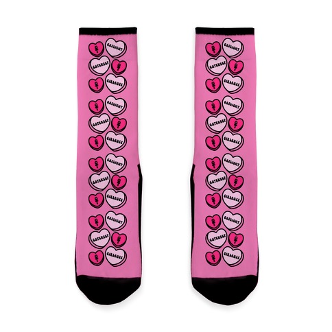 Gaslight Gatekeep Girlboss Candy Hearts Parody Sock