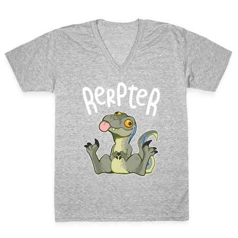 Derpy Raptor Rerpter V-Neck Tee Shirt