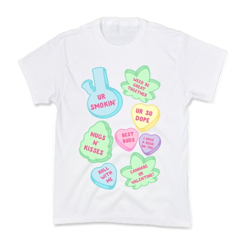 Weed Candy Hearts Pattern Kids T-Shirt