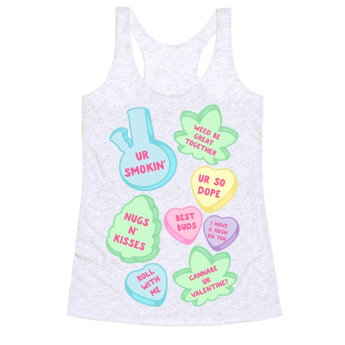 Weed Candy Hearts Pattern Racerback Tank Top