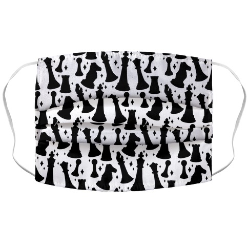 Black and White Chess Pieces Pattern Accordion Face Mask