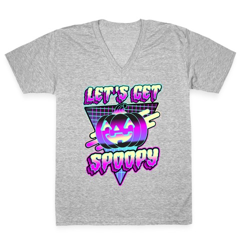Retrowave Let's Get Spoopy V-Neck Tee Shirt