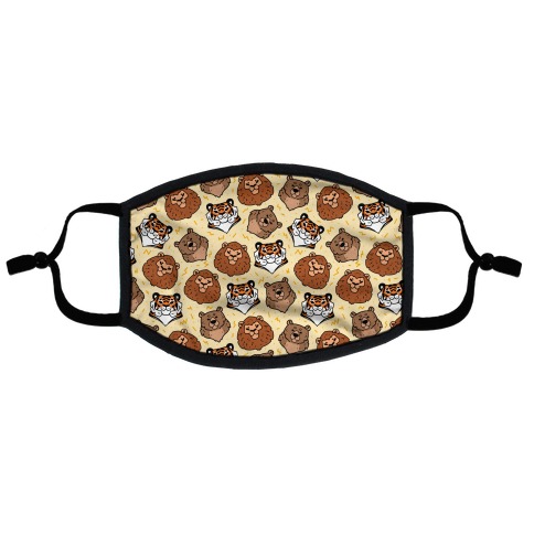 Lions, Tigers, And Bears Pattern Flat Face Mask