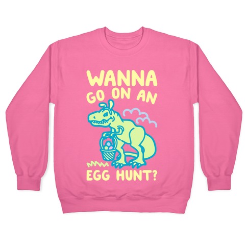 Wanna Go On An Egg Hunt T-Rex White Print Pullover